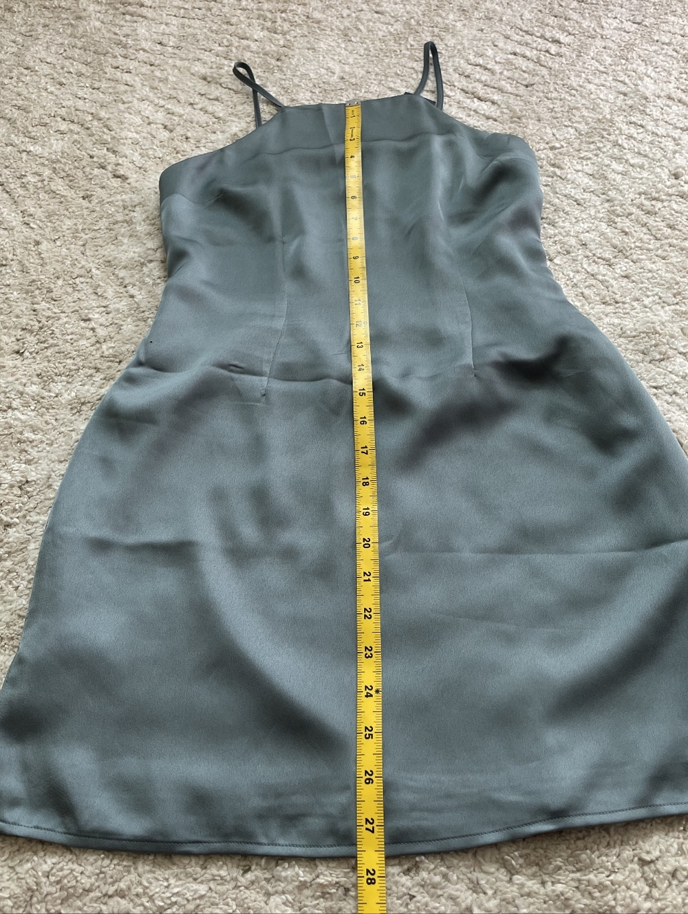 Abercrombie & Fitch Satin Slip Dress in Dusty Teal Size XSP - Picture 5 of 9